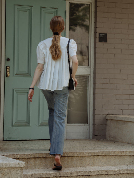 [tillidie] Pearl point flare blouse