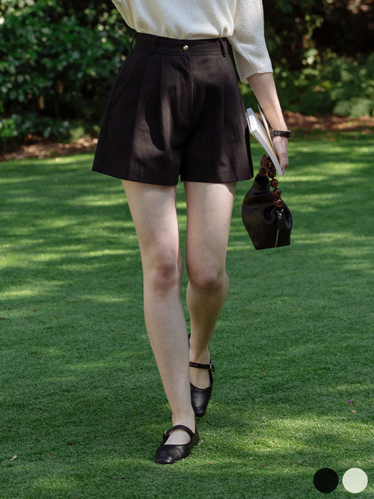 [TILLIDIE] Two tuck cotton short pants[2color]