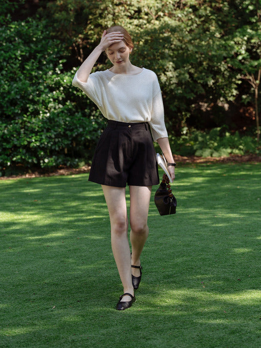 [TILLIDIE] Two tuck cotton short pants[2color]