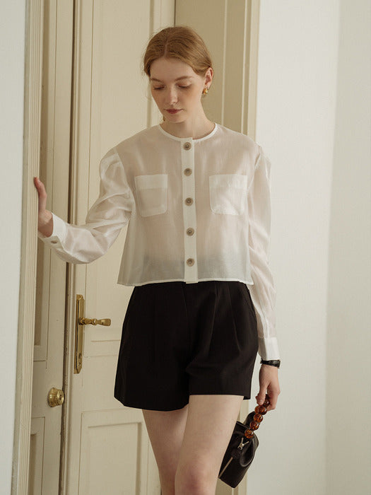 [TILLIDIE] Two tuck cotton short pants[2color]