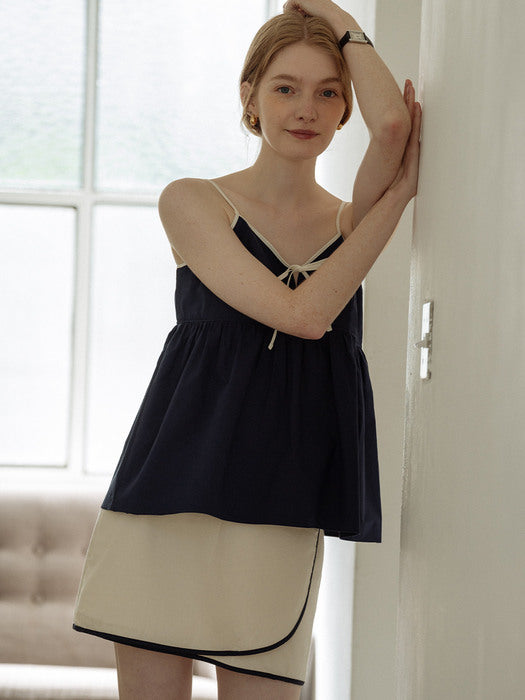 [TILLIDIE] Line point mini skirt_Cream