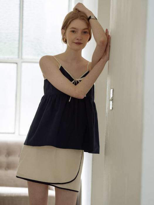 [TILLIDIE] Line point mini skirt_Cream