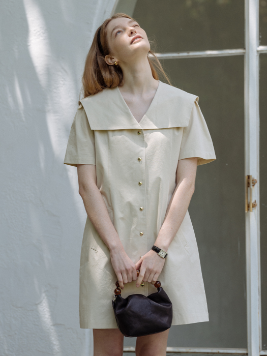 [TILLIDIE] Linen wide collar OPS(Ivory)