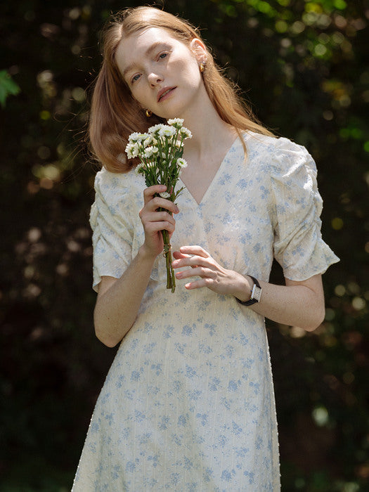 [TILLIDIE] V-neck shirring OPS(Ivory)