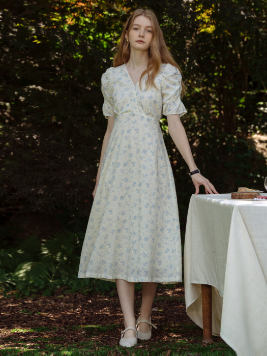 [TILLIDIE] V-neck shirring OPS(Ivory)