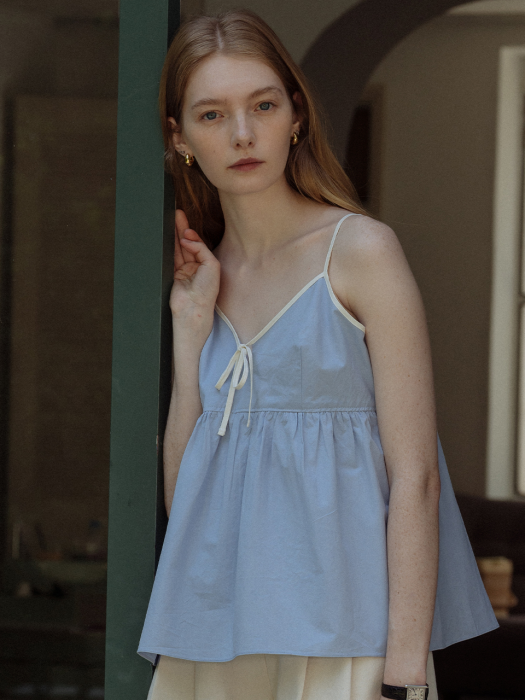 [TILLIDIE] Tied sleeveless top(Skyblue)