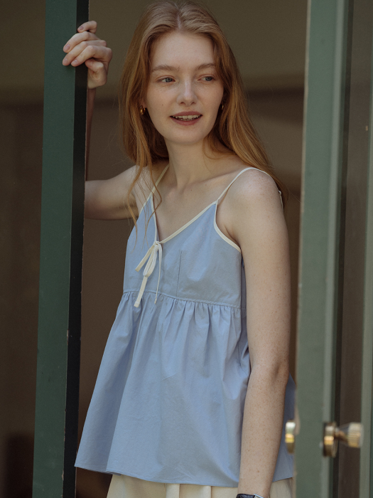 [TILLIDIE] Tied sleeveless top(Skyblue)