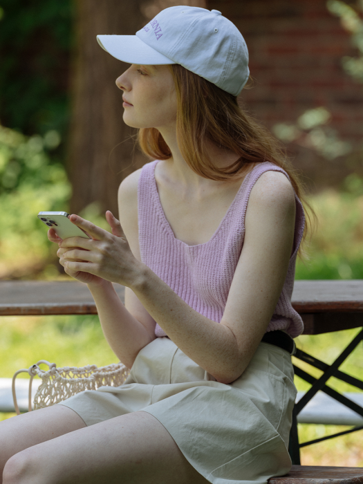 [TILLIDIE] Linen sleeveless knit(Purple)