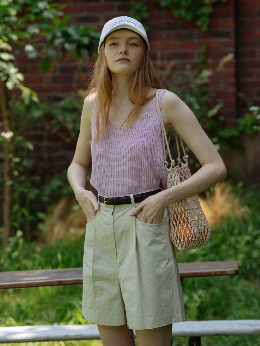 [TILLIDIE] Linen sleeveless knit(Purple)