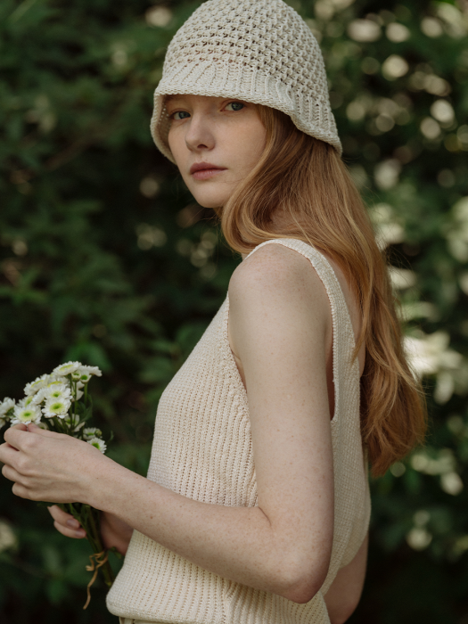 [TILLIDIE] Linen sleeveless knit_Cream
