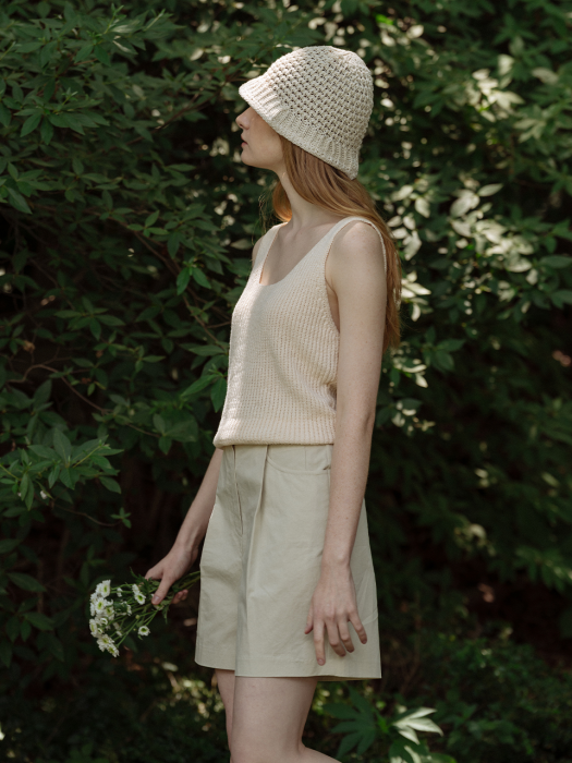 [TILLIDIE] Linen sleeveless knit_Cream