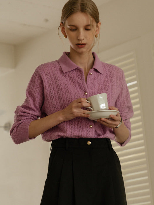 [TILLIDIE] Gold button classic cotton pants_Black