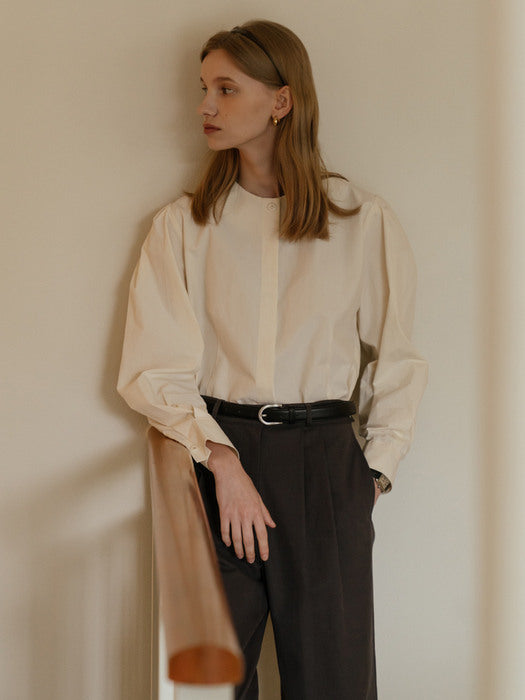 [TILLIDIE] Side button wide cotton pants(Charcoal)