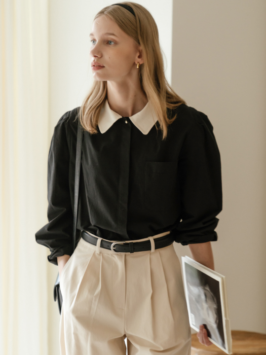 [TILLIDIE] Coloring volume puff blouse(Black)