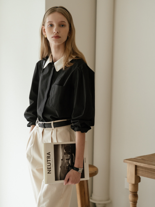 [TILLIDIE] Coloring volume puff blouse(Black)