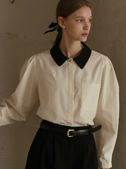 [TILLIDIE] Coloring volume puff blouse(Cream)