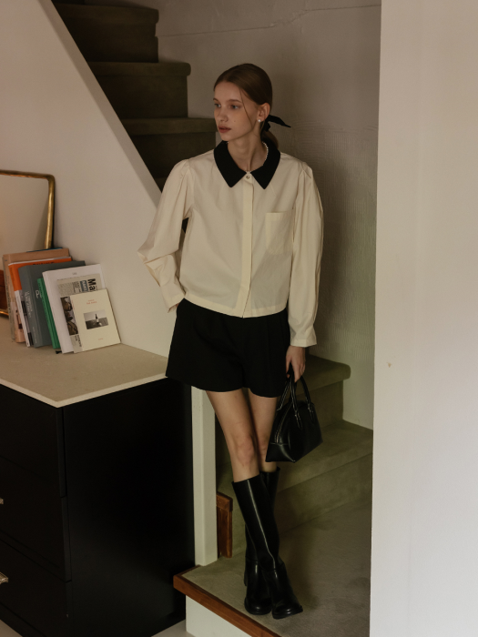 [TILLIDIE] Coloring volume puff blouse(Cream)