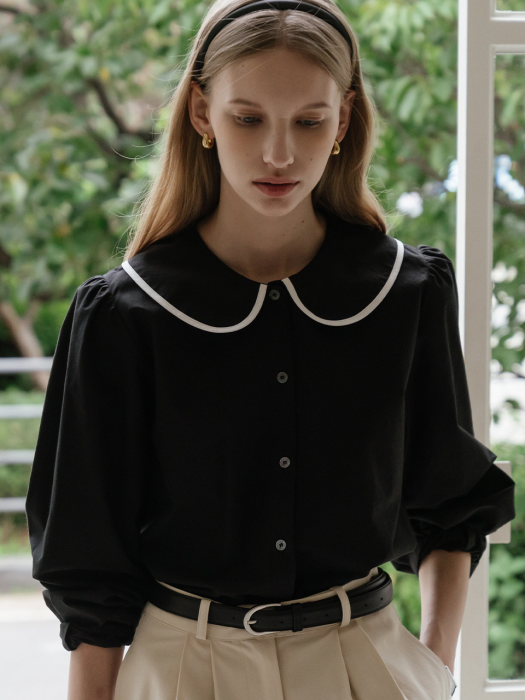 [TILLIDIE] Round collar blouse_Black