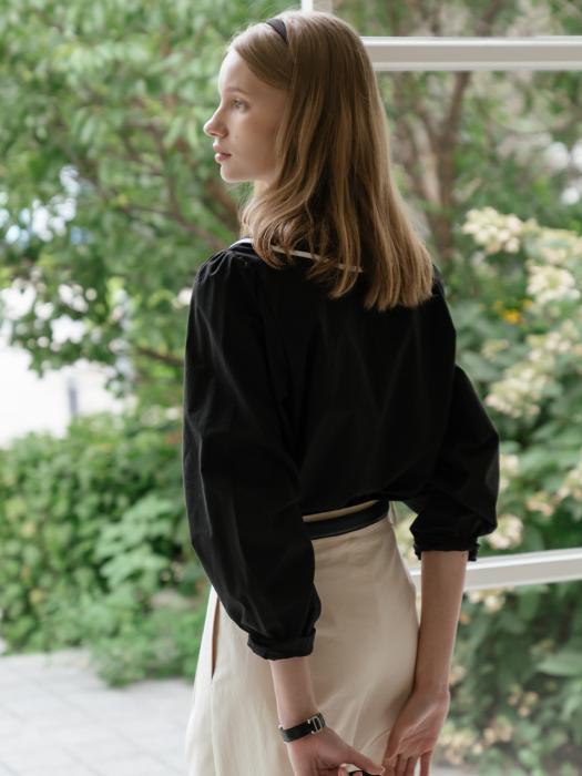 [TILLIDIE] Round collar blouse_Black