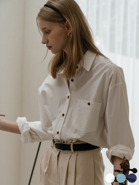 [TILLIDIE] Oversized pocket shirt[3color]