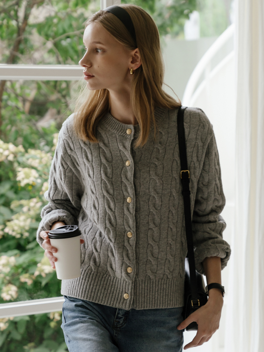 [TILLIDIE] Nina cashmere cardigan_Gray