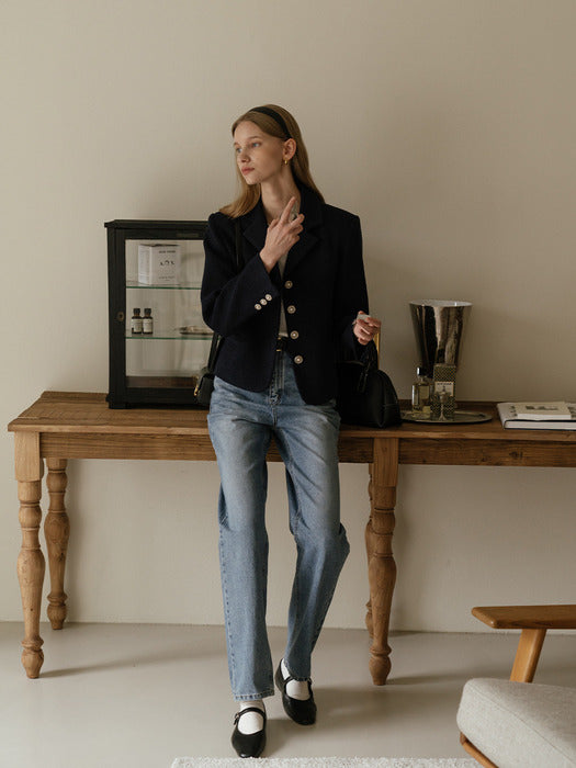 [tillidie] Grace tweed jacket_Navy