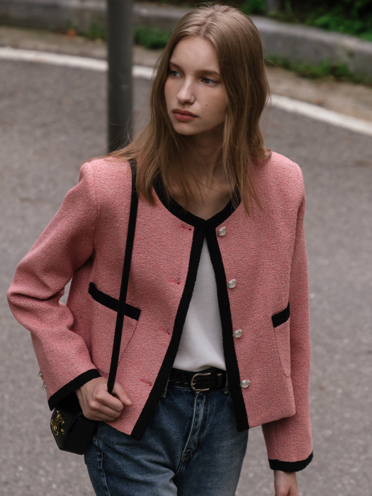 [TILLIDIE] Laura tweed jacket_Pink