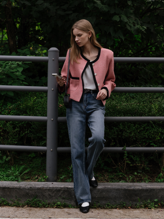 [TILLIDIE] Laura tweed jacket_Pink