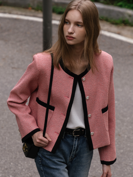 [TILLIDIE] Laura tweed jacket_Pink