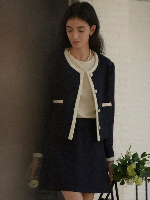 [TILLIDIE] Laura tweed jacket_Navy