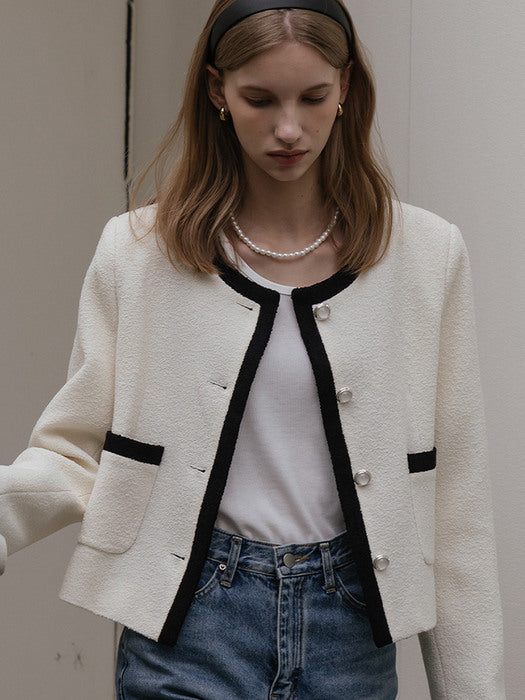 [TILLIDIE] Laura tweed jacket_Ivory