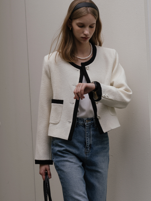[TILLIDIE] Laura tweed jacket_Ivory