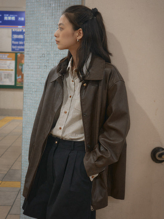 Tillidie Faux leather pocket jacket Brown