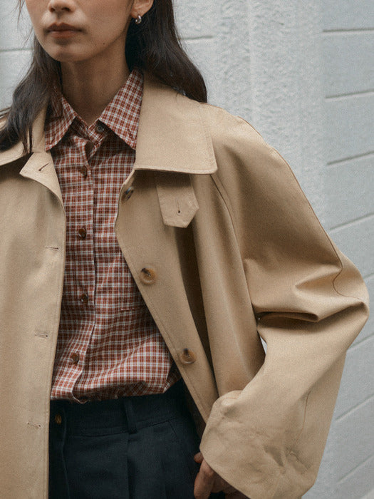 [TILLIDIE] Mac half trench coat_Deep beige