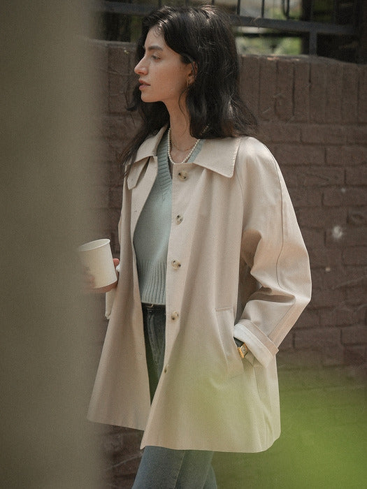 [TILLIDIE] Mac half trench coat_Light beige
