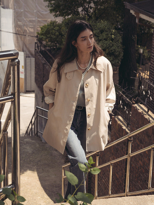 [TILLIDIE] Mac half trench coat_Light beige