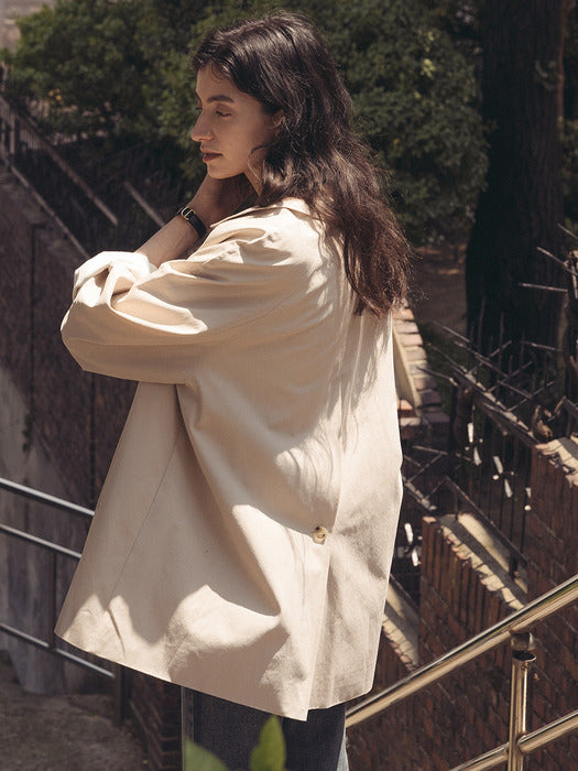 [TILLIDIE] Mac half trench coat_Light beige