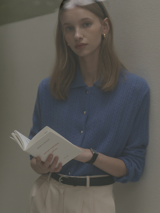 [TILLIDIE] Raccoon gold button cardigan_Blue