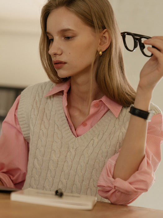 [TILLIDIE] Monica knit vest_Light beige