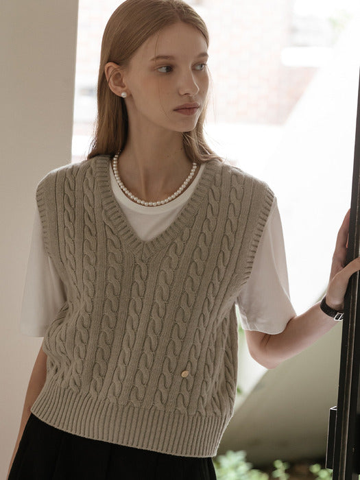 Tillidie Monica knit vest Khaki