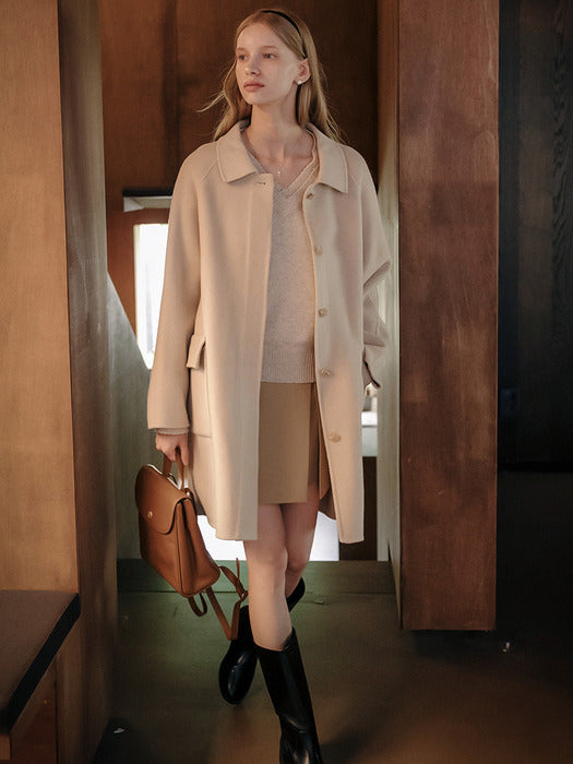 [TILLIDIE] Handmade gold button point coat_Ivory beige