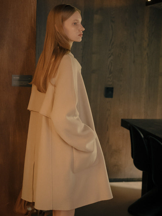 [TILLIDIE] Handmade gold button point coat_Ivory beige