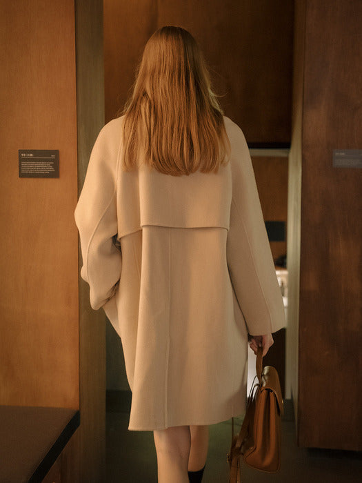 [TILLIDIE] Handmade gold button point coat_Ivory beige