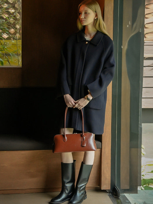 [TILLIDIE] Handmade gold button point coat_Navy