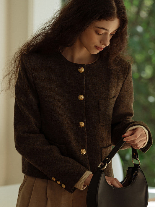 [TILLIDIE] Stella wool jacket_Khaki brown