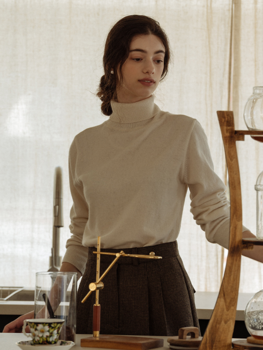 [TILLIDIE] Cashmere soft turtle neck_Ivory