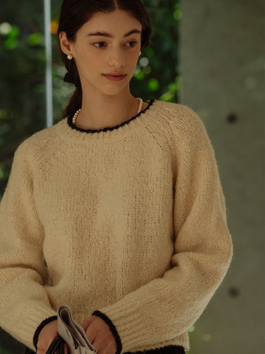 [TILLIDIE] Alpaca coloring knit top_Ivory