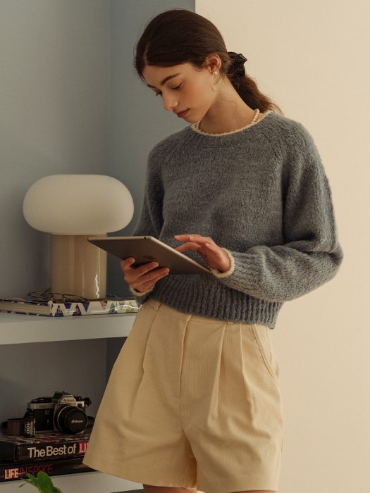 [TILLIDIE] Alpaca coloring knit top_Sky blue