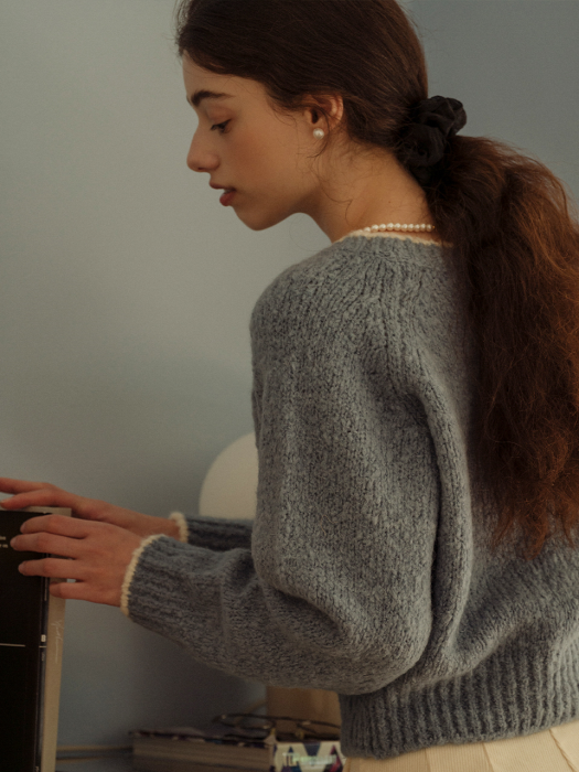 [TILLIDIE] Alpaca coloring knit top_Sky blue