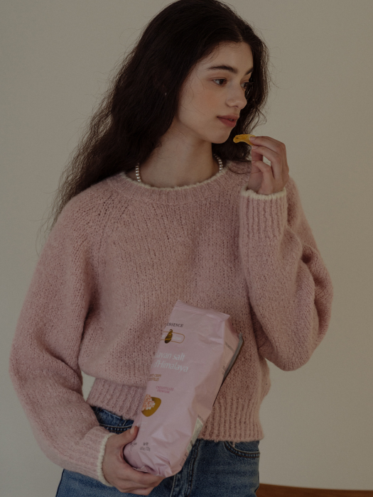 Tillidie Alpaca coloring knit top Pink